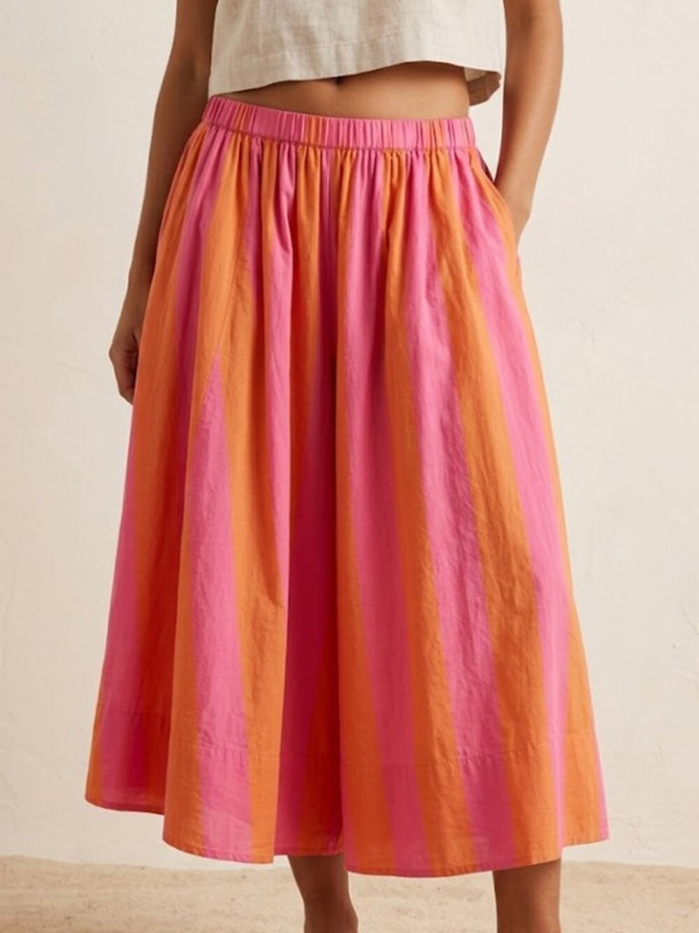249 | Stripe Color Block A-Line Skirt